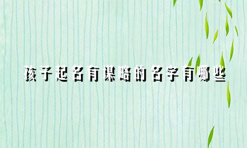 孩子起名有谋略的名字有哪些