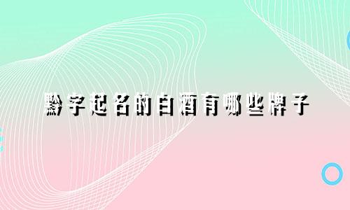 黔字起名的白酒有哪些牌子