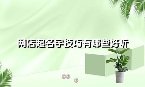 网店起名字技巧有哪些好听