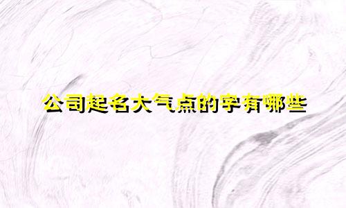 公司起名大气点的字有哪些