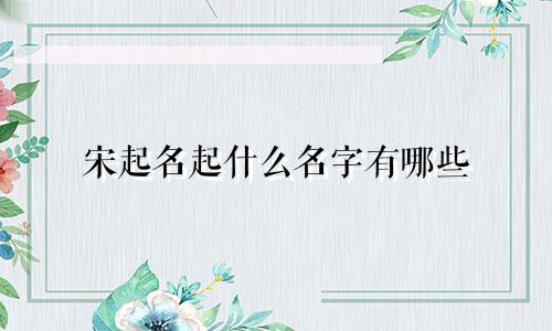 宋起名起什么名字有哪些