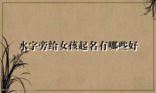 水字旁给女孩起名有哪些好