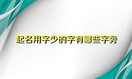 起名用字少的字有哪些字旁