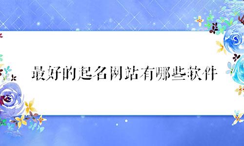最好的起名网站有哪些软件