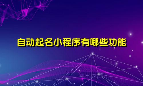 自动起名小程序有哪些功能