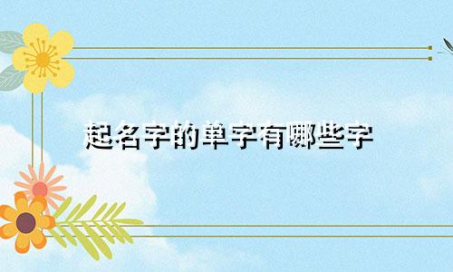 起名字的单字有哪些字