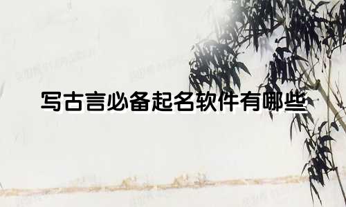写古言必备起名软件有哪些