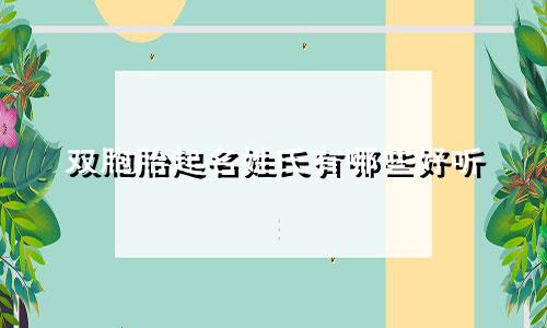 双胞胎起名姓氏有哪些好听