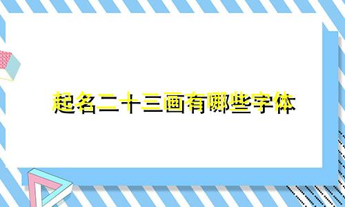 起名二十三画有哪些字体