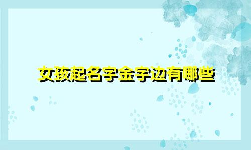 女孩起名字金字边有哪些