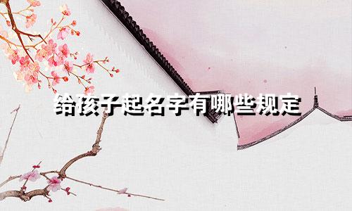 给孩子起名字有哪些规定