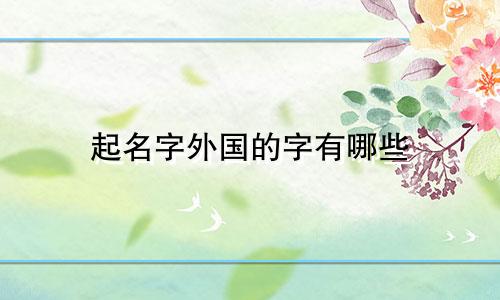 起名字外国的字有哪些