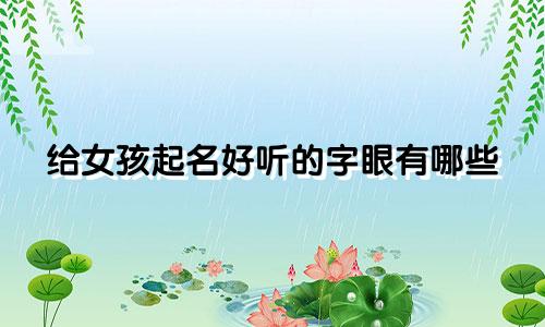 给女孩起名好听的字眼有哪些