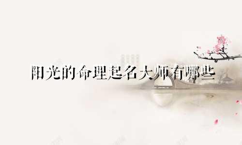 阳光的命理起名大师有哪些