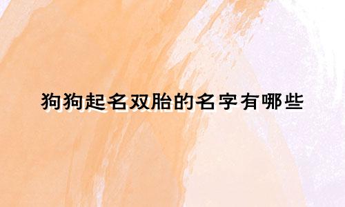 狗狗起名双胎的名字有哪些