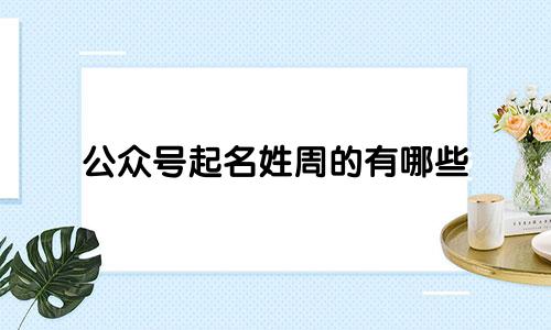 公众号起名姓周的有哪些
