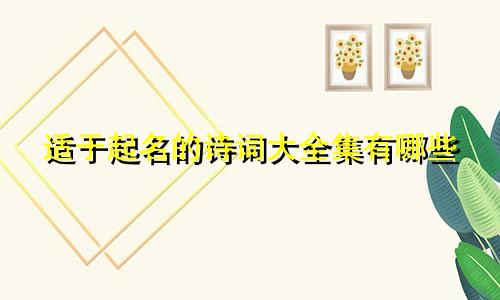 适于起名的诗词大全集有哪些