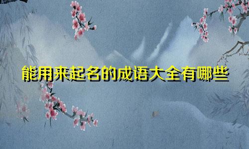 能用来起名的成语大全有哪些