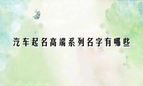 汽车起名高端系列名字有哪些