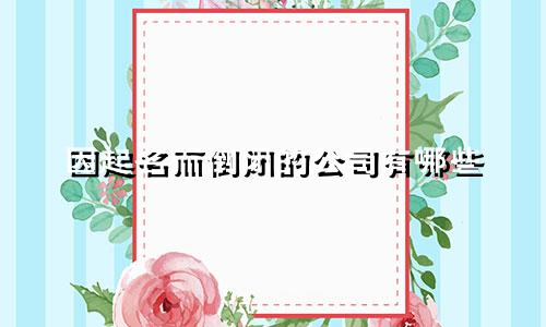 因起名而倒闭的公司有哪些