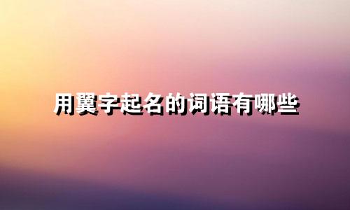 用翼字起名的词语有哪些