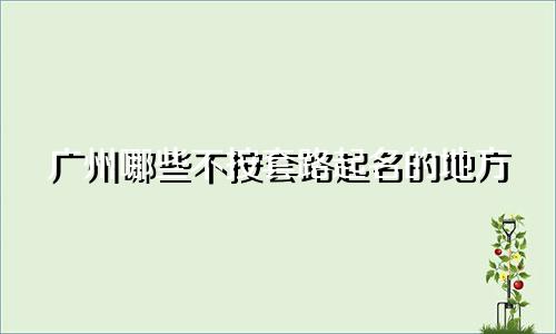 广州哪些不按套路起名的地方