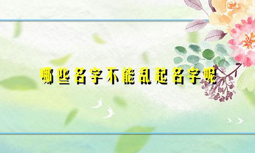 哪些名字不能乱起名字呢