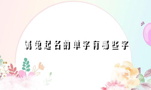 属兔起名的单字有哪些字