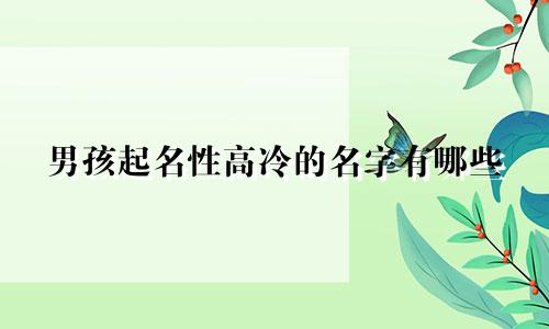 男孩起名性高冷的名字有哪些