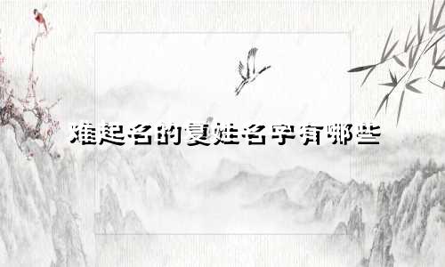 难起名的复姓名字有哪些