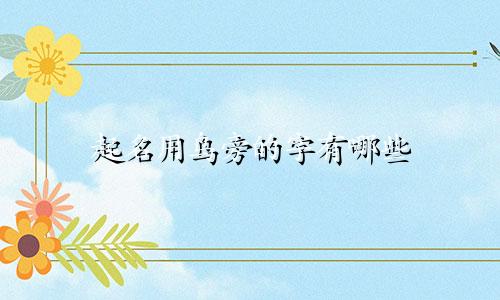 起名用鸟旁的字有哪些