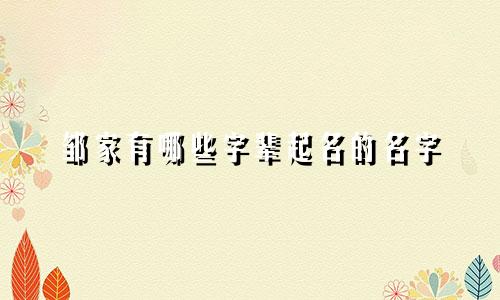 邹家有哪些字辈起名的名字