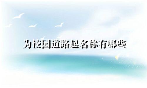 为校园道路起名称有哪些