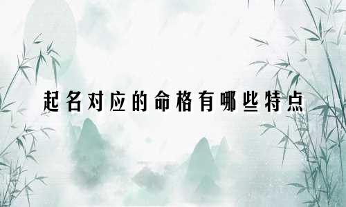 起名对应的命格有哪些特点