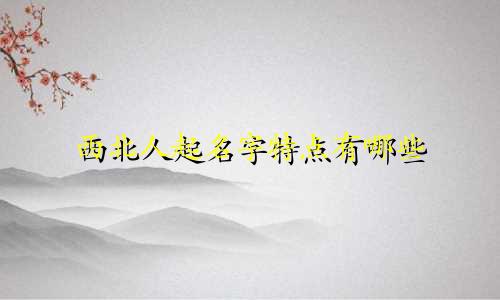 西北人起名字特点有哪些