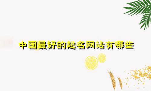 中国最好的起名网站有哪些