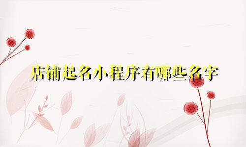 店铺起名小程序有哪些名字