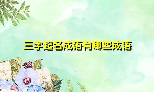 三字起名成语有哪些成语