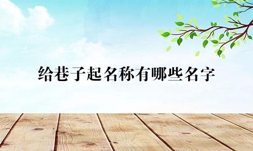 给巷子起名称有哪些名字