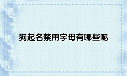 狗起名禁用字母有哪些呢