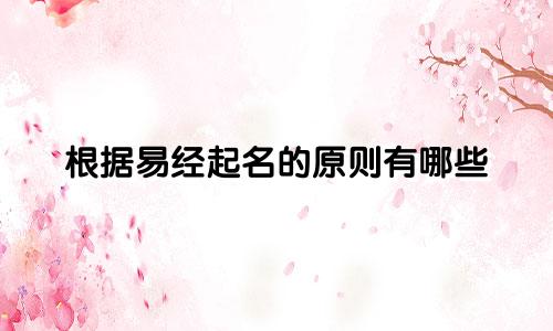 根据易经起名的原则有哪些