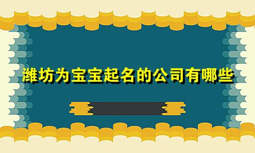 潍坊为宝宝起名的公司有哪些