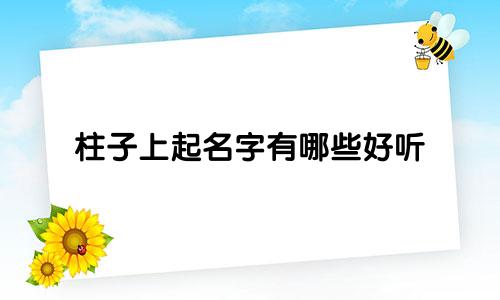 柱子上起名字有哪些好听