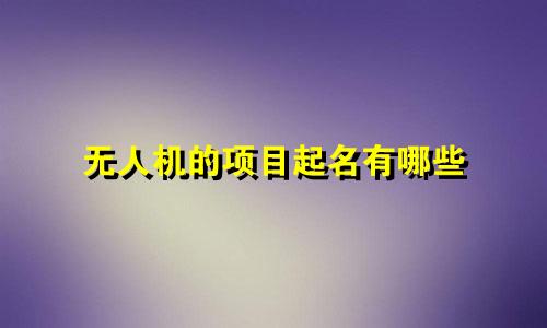 无人机的项目起名有哪些
