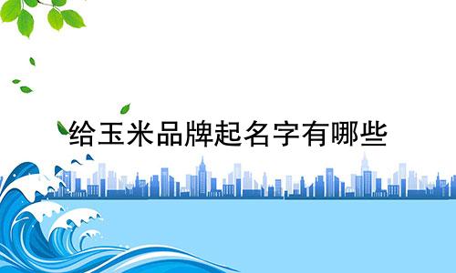 给玉米品牌起名字有哪些
