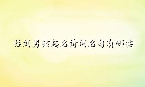 姓刘男孩起名诗词名句有哪些