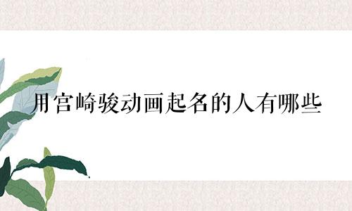 用宫崎骏动画起名的人有哪些