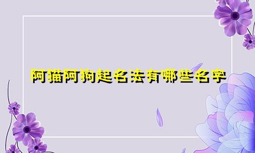 阿猫阿狗起名法有哪些名字