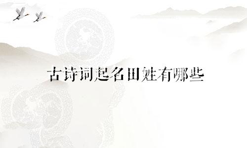 古诗词起名田姓有哪些