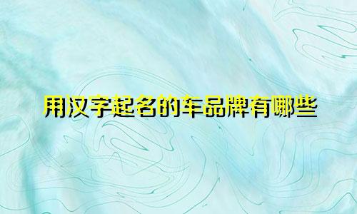 用汉字起名的车品牌有哪些